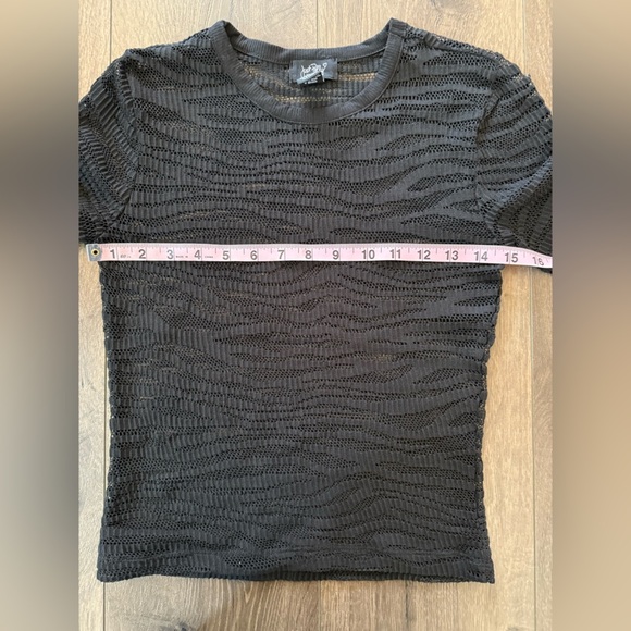 Just Polly Sheer Long Sleeve BodyCon Top Black Size Medium - Picture 5 of 6